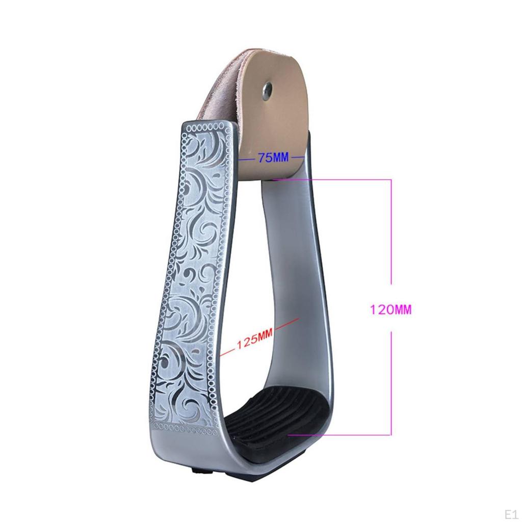 Aluminum Stirrups with Rubber Pad NonSlip Engraved Tack for Adults,