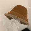 Warm Chic Lamb Wool Bucket Hat For Winter Women Stylish Cozy Fuzzy Cute Hat Fisherman