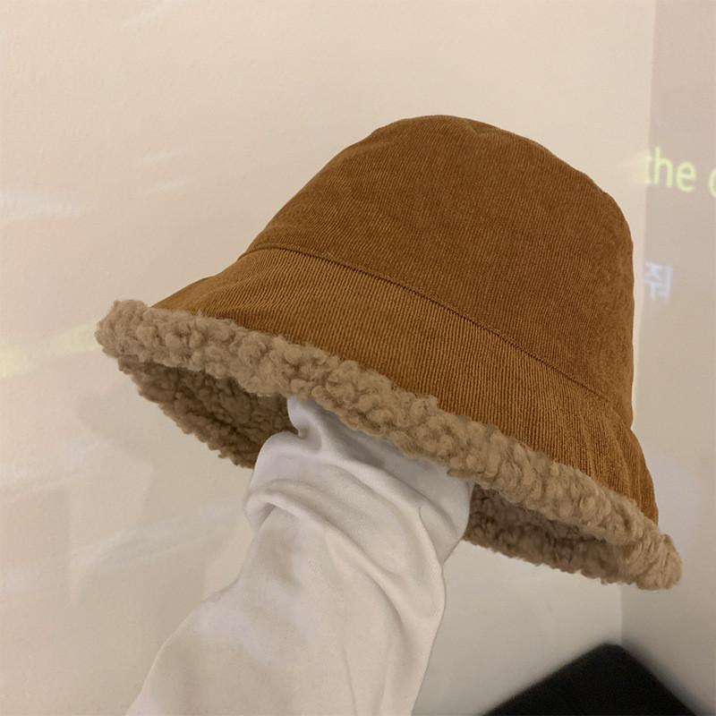 Warm Chic Lamb Wool Bucket Hat For Winter Women Stylish Cozy Fuzzy Cute Hat Fisherman