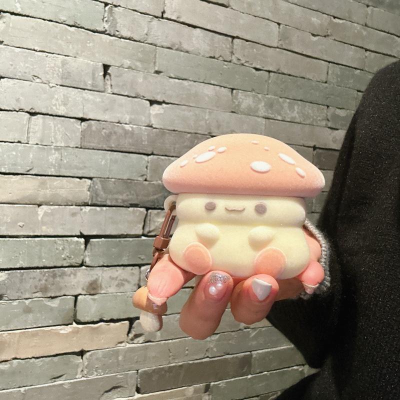 Capa de fone de ouvido de nylon 3D em formato de cogumelo para AirPods 4 2024, capa fofa de desenho animado para AirPods Pro 2, caixa de carregamento para AirPods 3 2 1