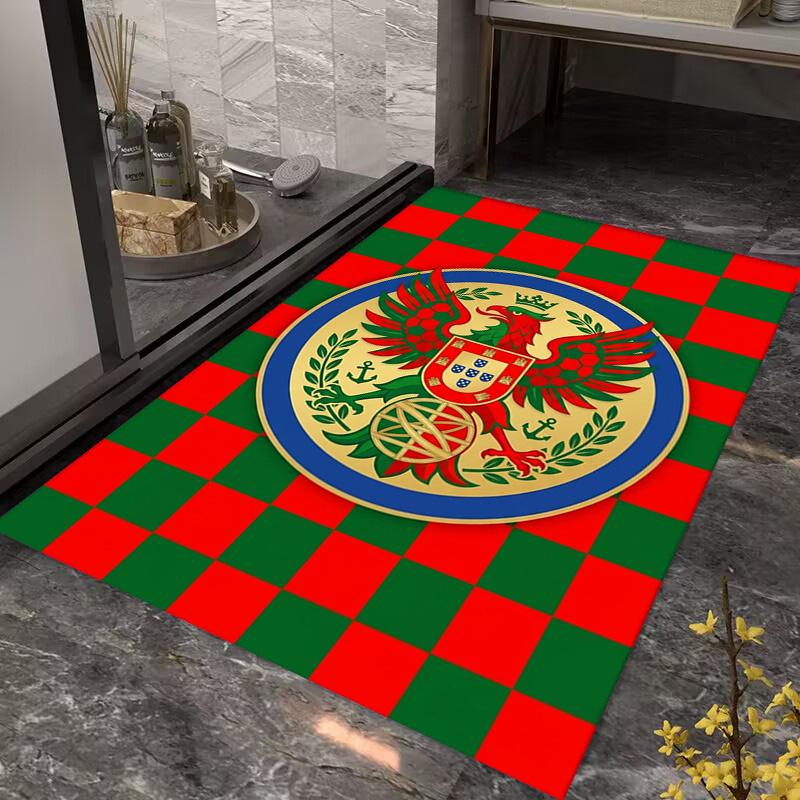 Royal Emblem Checkerboard Background carpet Living room and bedroom mats Suitable for all seasons Doormat Protective pad Fashion