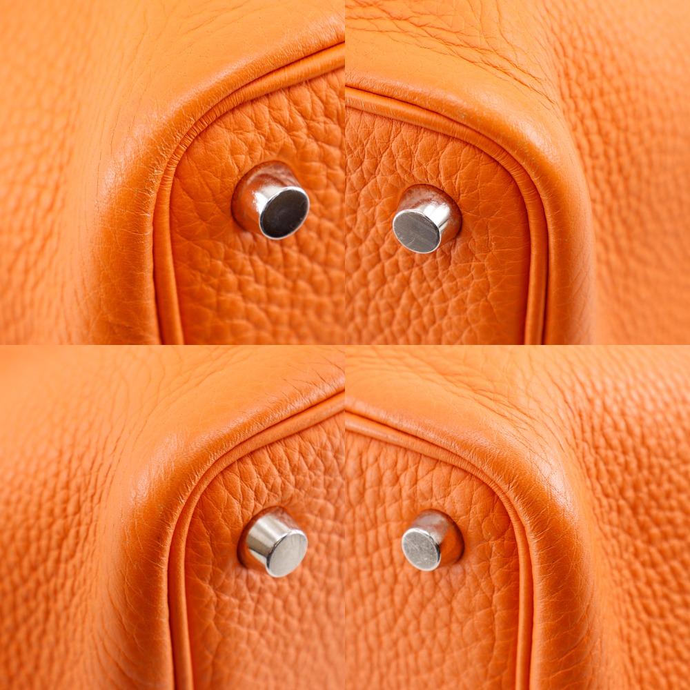 HERMES PicotinPM Handbag Orange Taurillon Clemence Women Used
