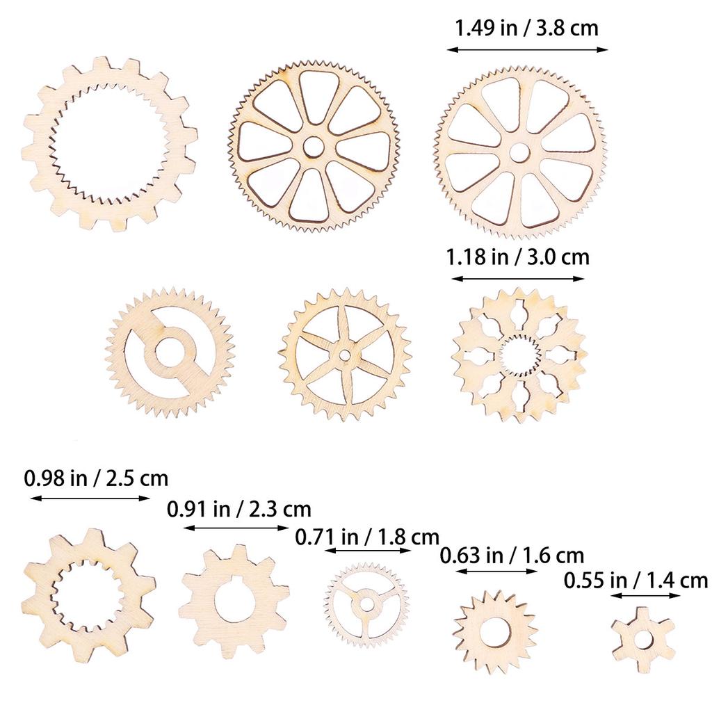 20Pcs Wooden Gear Craft Pieces Natural Wood Cut DIY Embellishments for Scrapbooking Wall Hanging Wedding Favors Crafts