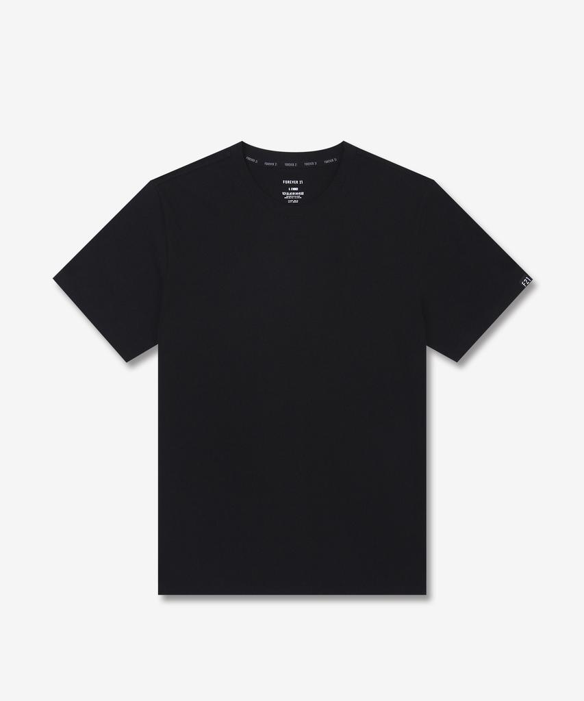FOREVER21UNDERWEAR [3Pack] Unisex 30-Count Cotton Regular Fit Short Sleeve T-Shirt Black+White
