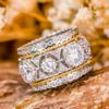 Gorgeous Bright Zirconia Finger Ring Female Luxury Wedding Band Two-tone Style Accessories Fashion Delicate Lady Jewelry