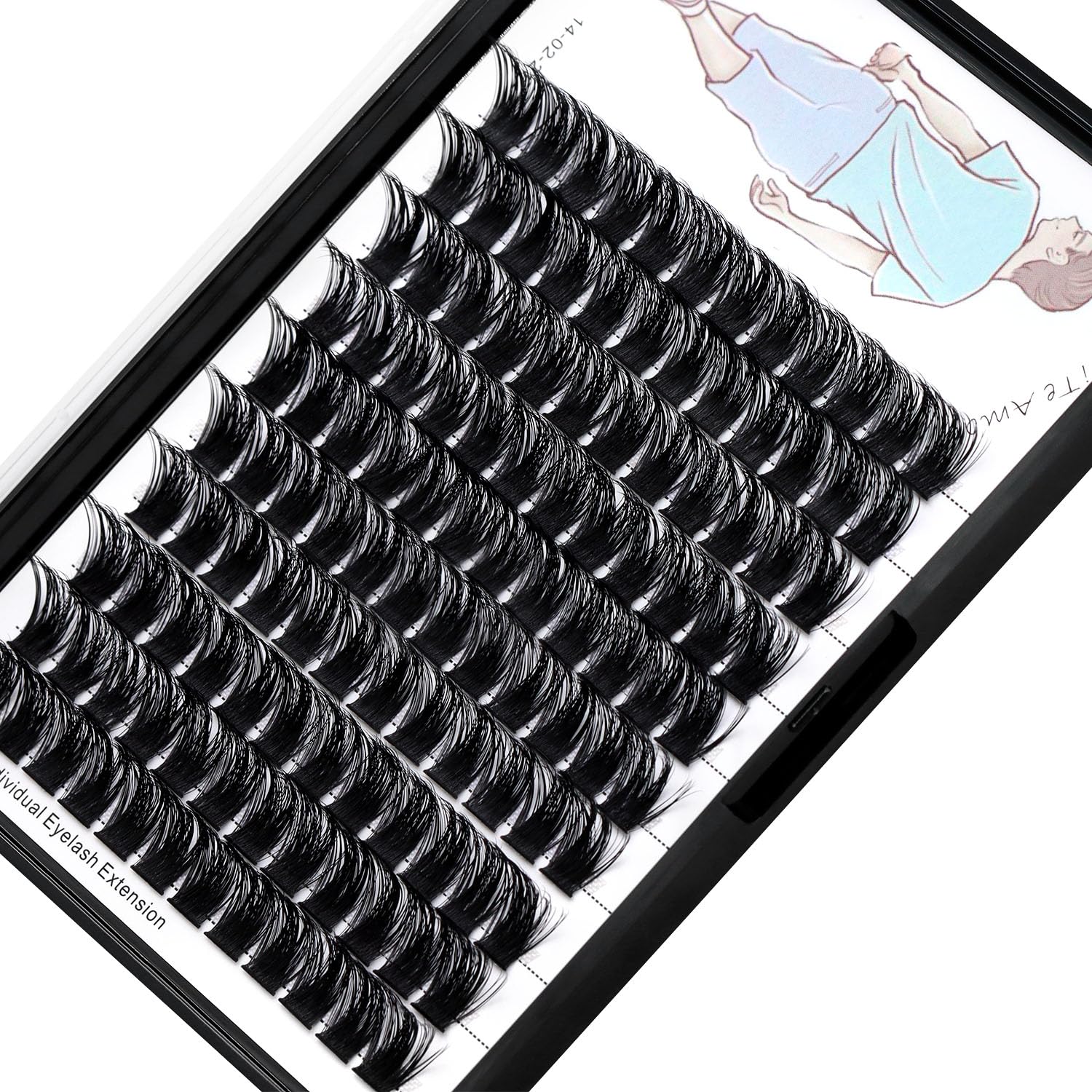 

Large Tray-Grafted Wide Stem Individual False Eyelashes Thick Base 120 Clusters D Curl Natural Long Volume Eye Lashes Extensions Dramatic Look 8-20mm 20mm