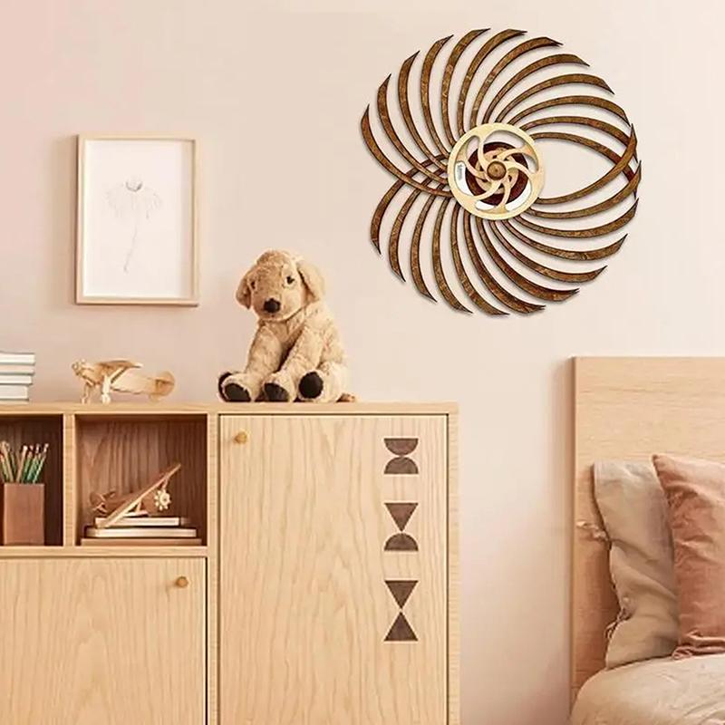 Handmade Retro Kinetic Sculpture Moving Kinetic Wall Art Wooden Windmill Reversal Statue For Living Room Home Decor Crafts