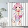Japanese Style Anime Big Breasted Girl Printing Shower Curtain Bathroom Supplies High-quality Waterproof  Decoration with Hook