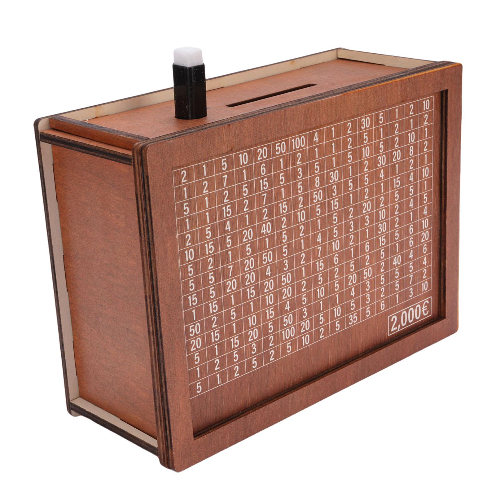 

2000 Euro Savings Challenge Box Wooden Cash Saver Money Box Piggy Bank for Kids Adults