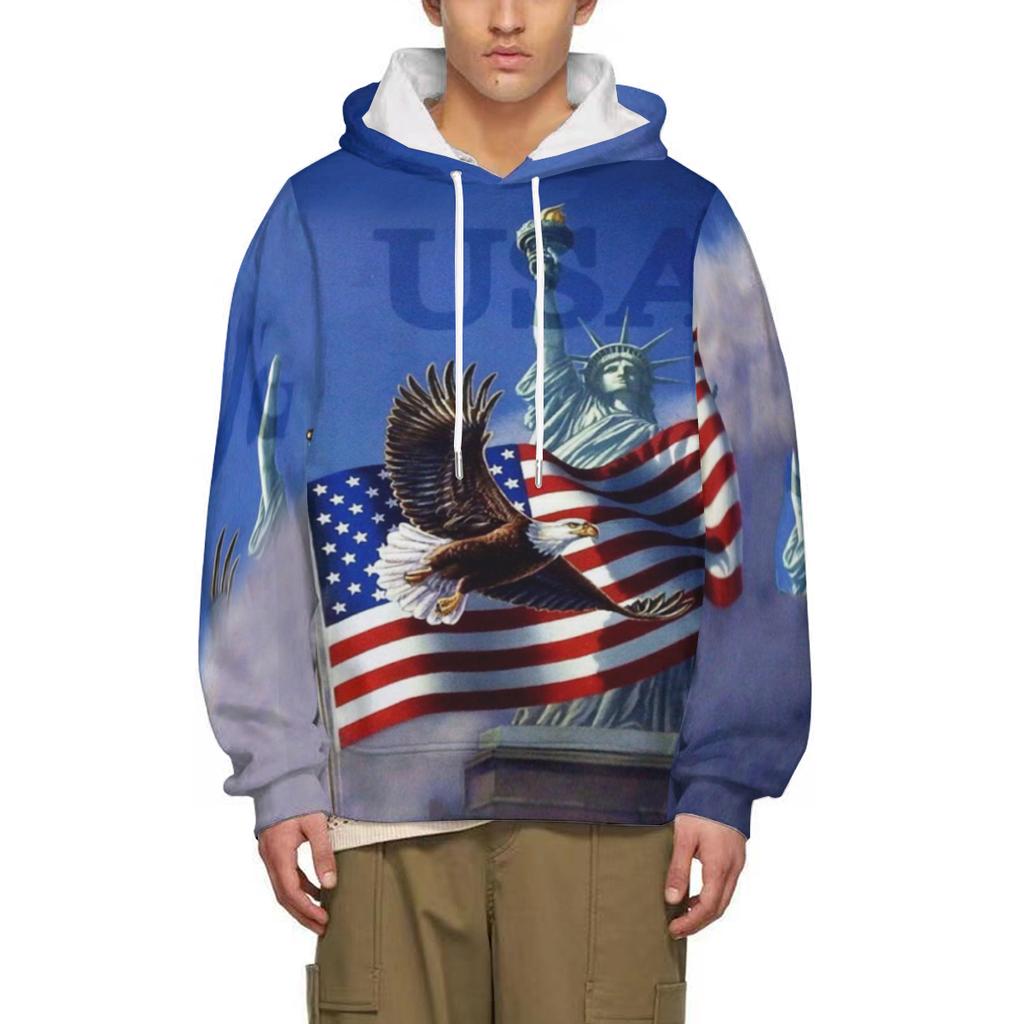 Fashion American Flag and Eagle 3D Printing Hoodie Men Casual Sweatshirt Harajuku Streetwear Long Sleeve Pullover