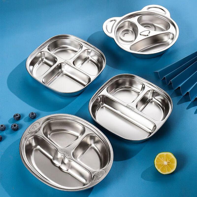 Kids' Stainless Steel Divided Dinner Plate Set