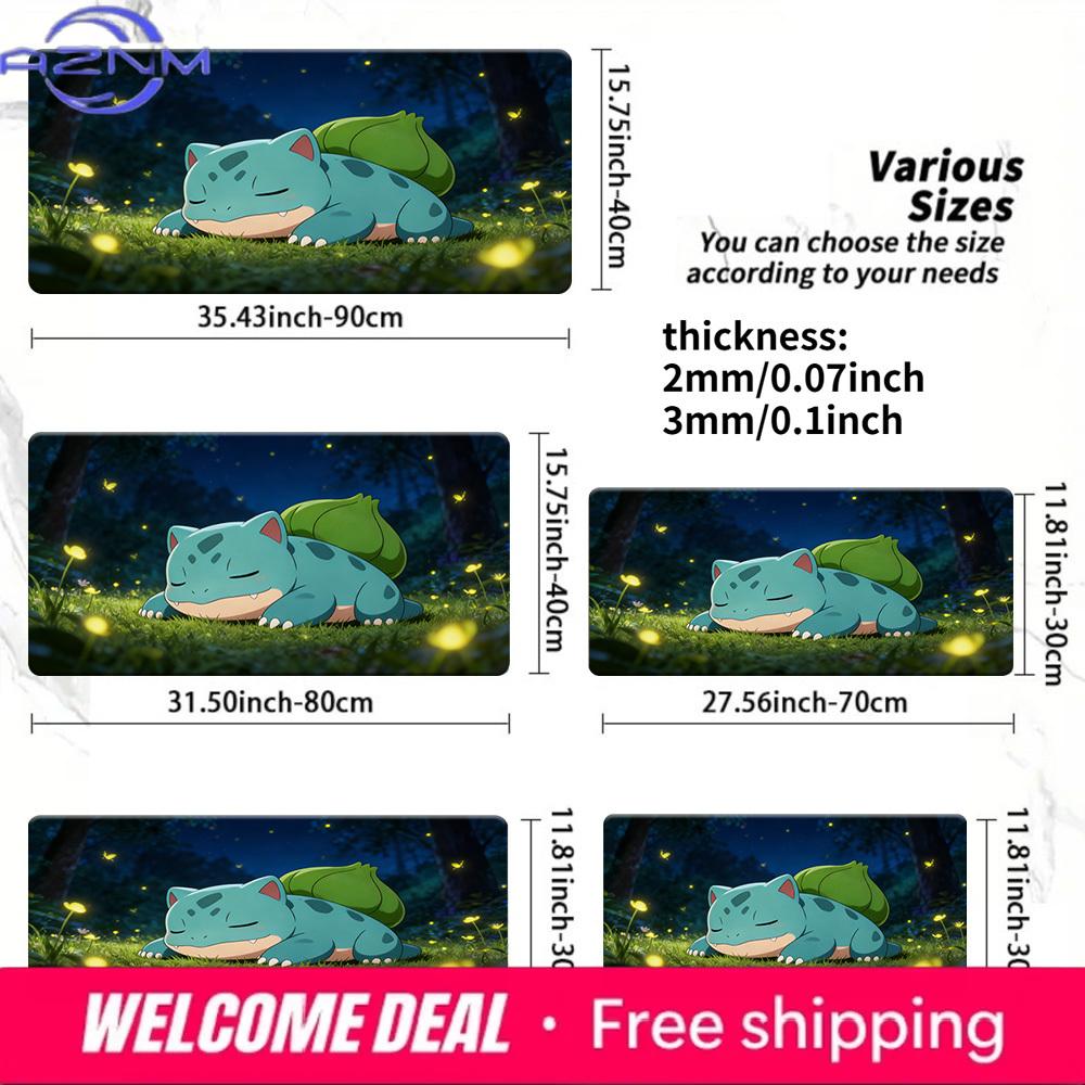 Sleeping Bulbasaur Night Forest Gaming Mouse Pad NonSlip Desk Mat 30x80x0.2cm