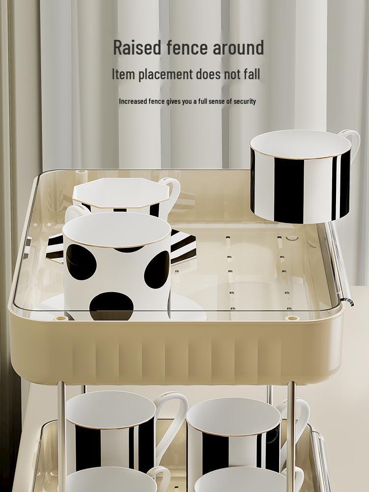 Dvouvrstvá čajová souprava a stojan na uložení šálků - Domácí pultový tác, Design bez nutnosti vrtání