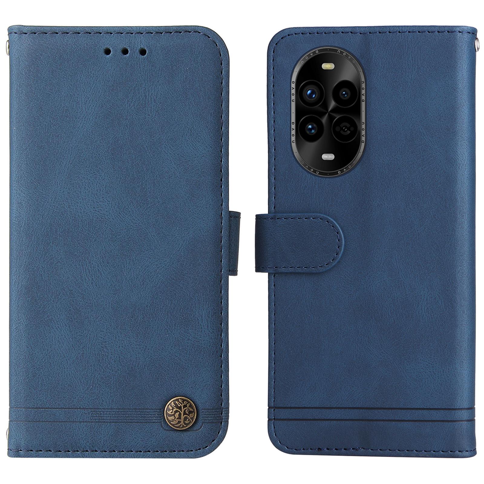 

Для Huawei nova 14 Pro 5G/nova 13 Pro 5G Кожаные чехлы-кошельки Чехол для телефона с подставкой и ремешком, приятный на ощупь Blue