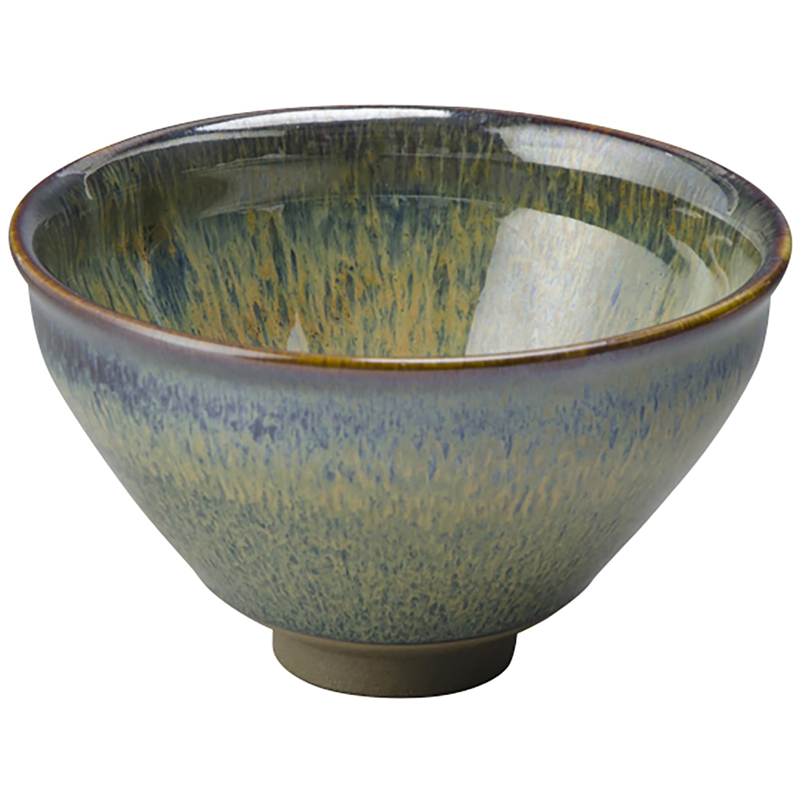 

Kyoto-yaki Kiyomizu-yaki Matcha Bowl, Tea Ceremony Bowl, Approximately 12cm, Rainbow Rust Tenmoku Pattern, Blue, Made in Japan, KTA724