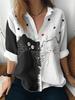 1116 Neues Damen Langarmshirt Sommer Europäischer und Amerikanischer Trend 1D Bedrucktes Hemd