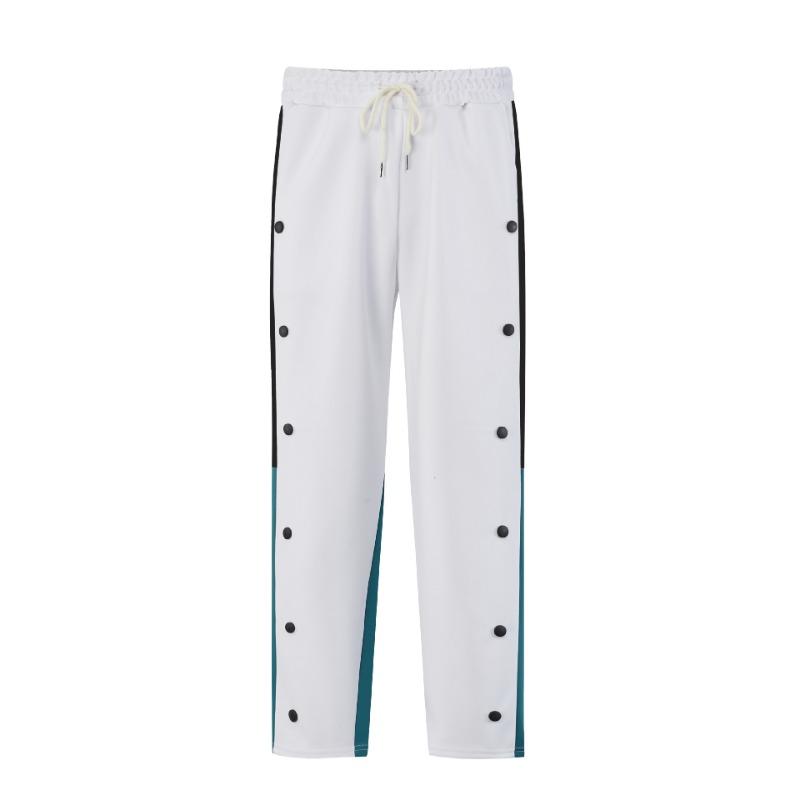 Men's Funky Pants Casual Colour Block Button Trousers Sweatpants Men's Straight Legs