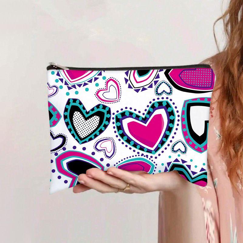 Love Flat Bag Women's Clutch Bag Student Stationery Pencil Case Coin Purse Large Capacity Canvas Bag