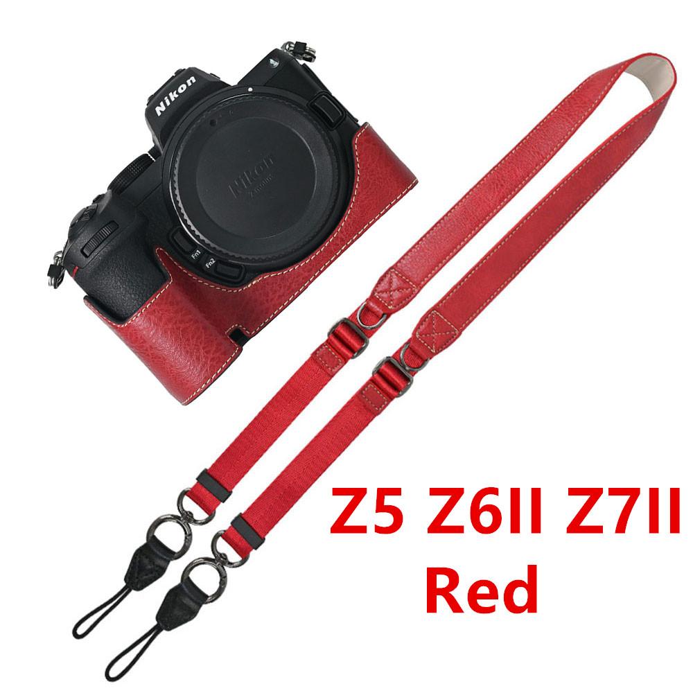 

Litchi PU Leather Camera Half Case for Nikon Z6III Z6II Z7II Z5 Z50II Bottom Opening Cover With Shoulder Strap