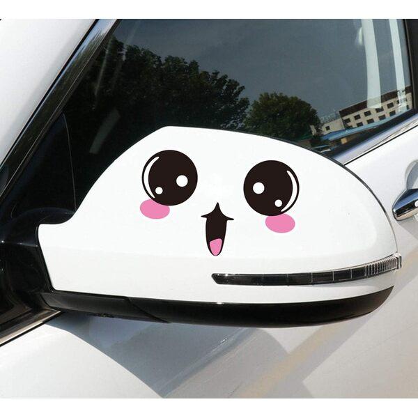 Fun Smiley Face Decal Sticker for Car Truck, Motorcycle, Side L+R Rearview Mirror