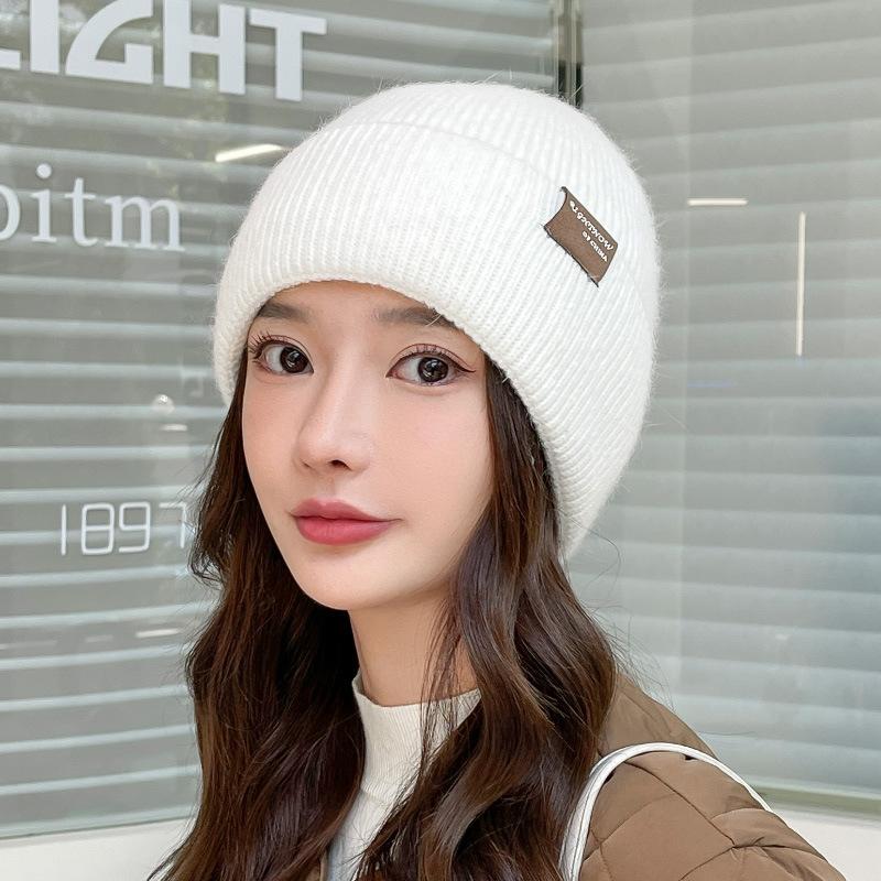 Thickened Knitted Wool Hat Women's Winter Warm Plush Pullover Hat Cold and Windproof Confinement Baotou Hat Cold Hat