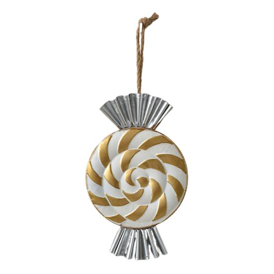 Metal Christmas Ornament Iron Gift Box/Candy/Drum Hanging Decorations for Christmas Tree Holiday Party Decor