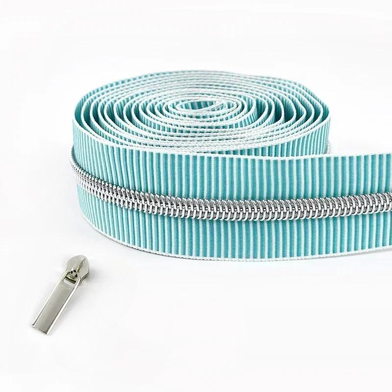 2-5Meters 5# Meetee Striped Nylon Zippers Tape for Sewing Plastic Roll Coil Zip By The Meter Zipper Closure Garment Accessories