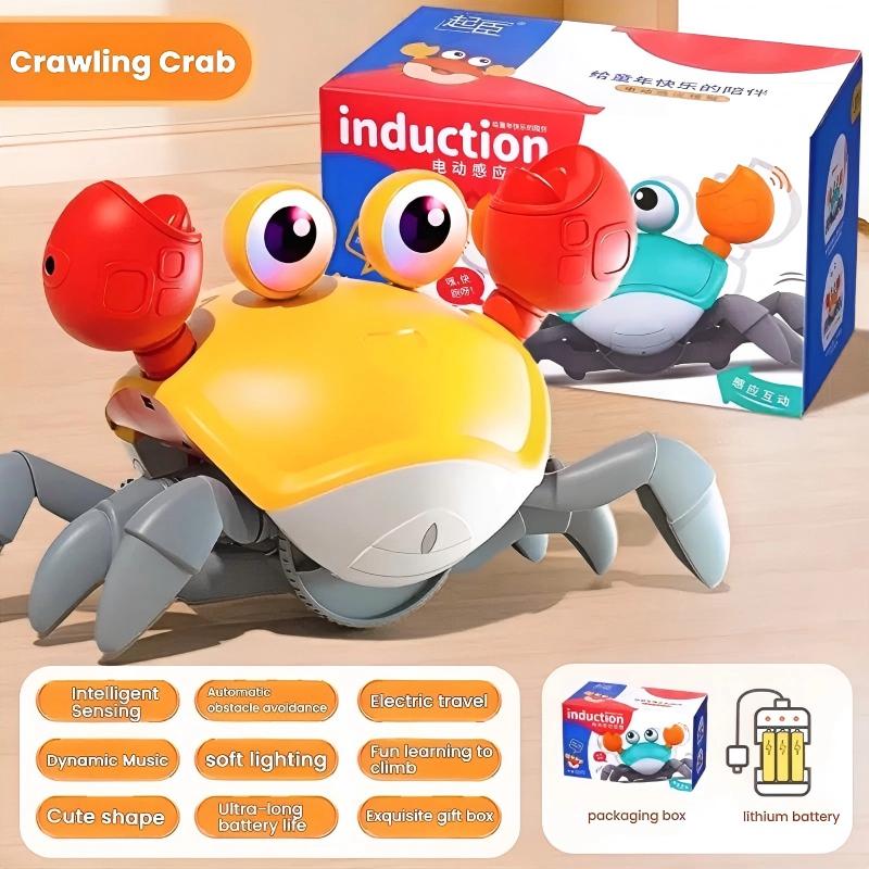 Crawling Crab Toys for Babys Rechargeable Crab Run Away with Music Led Light Up Toddler Gifts Electric Induction Escape Toys