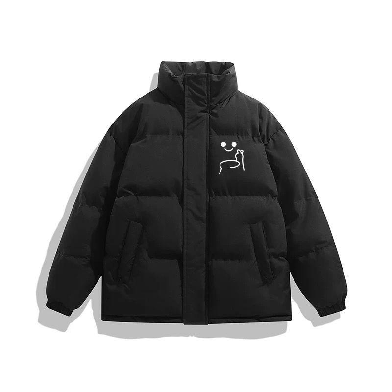 Trendy Stand Collar Winter Cotton Jacket: Thick, Fashionable, Loose-fit for Couples