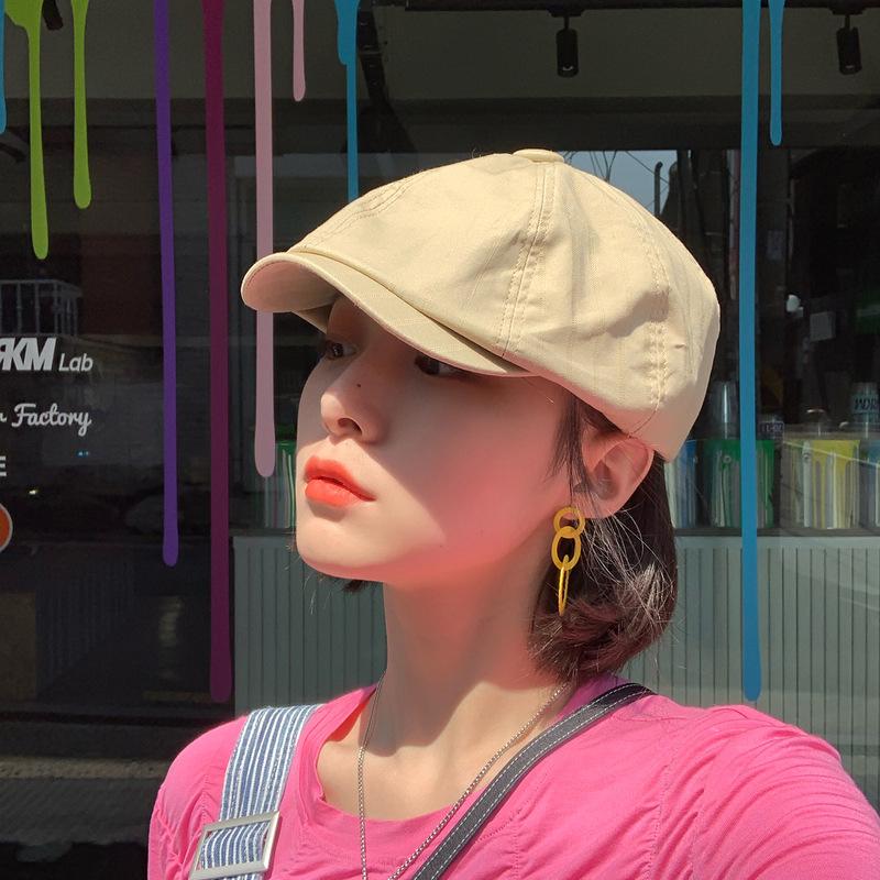 

Fashion Vintage Beret Hat for Women Spring Autumn Thin Solid Color Short Brim Sun Visors Duckbill Cap Girls Outdoor Forward Hat One Size жёлтый