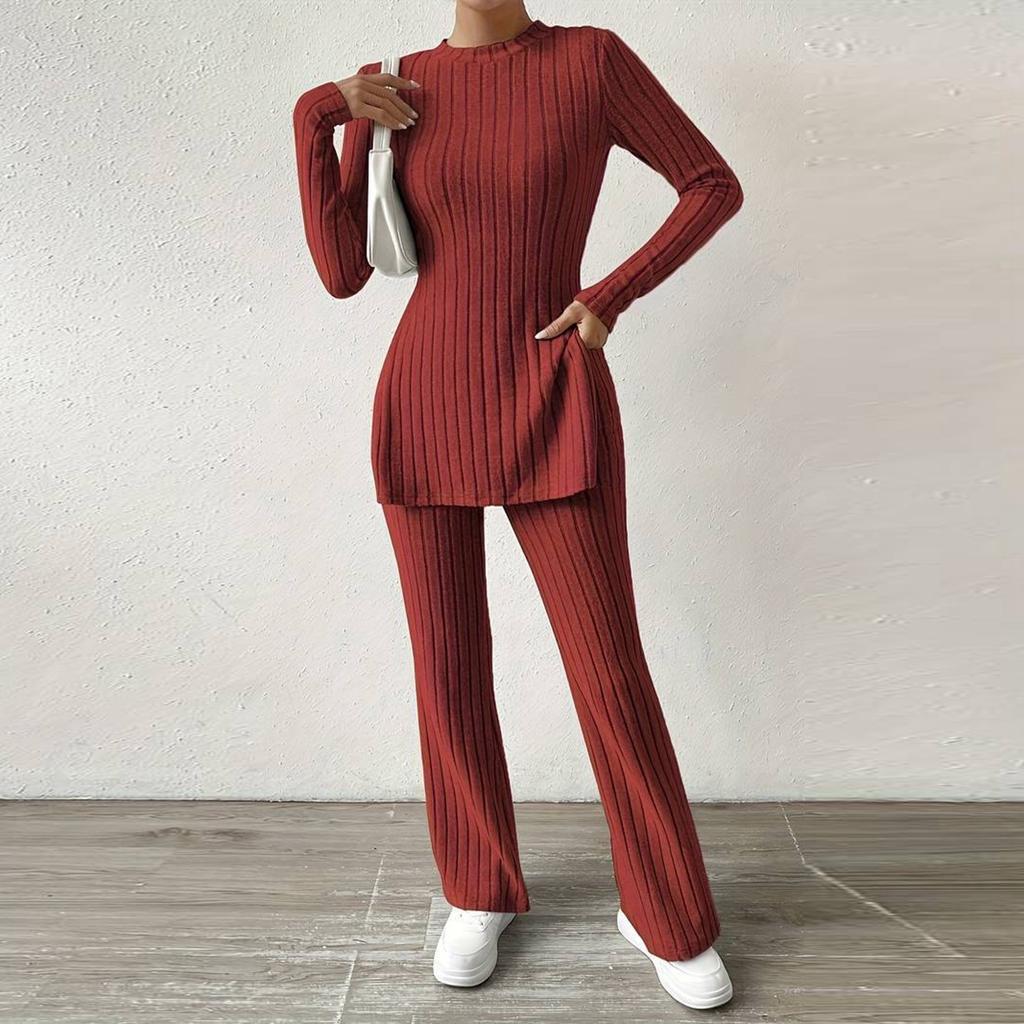 Women's Solid Color Sexy Casual Slim New Fashion Feminine Suit Two-piece Set