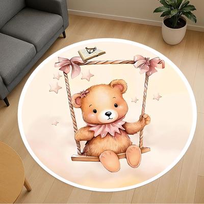 1pc Bear Swing Round Chair Mat Area Rug - Non-Slip, Floor Mat for Office, Bedroom, Home Decor Christmas Gift P0811196