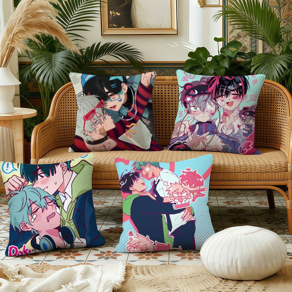 AQlien SStage Cute Cushion Cover Pillow Case Plush Fabric Soft Double Sided Print Sofa Cushion Cover Throw Pillow Covers