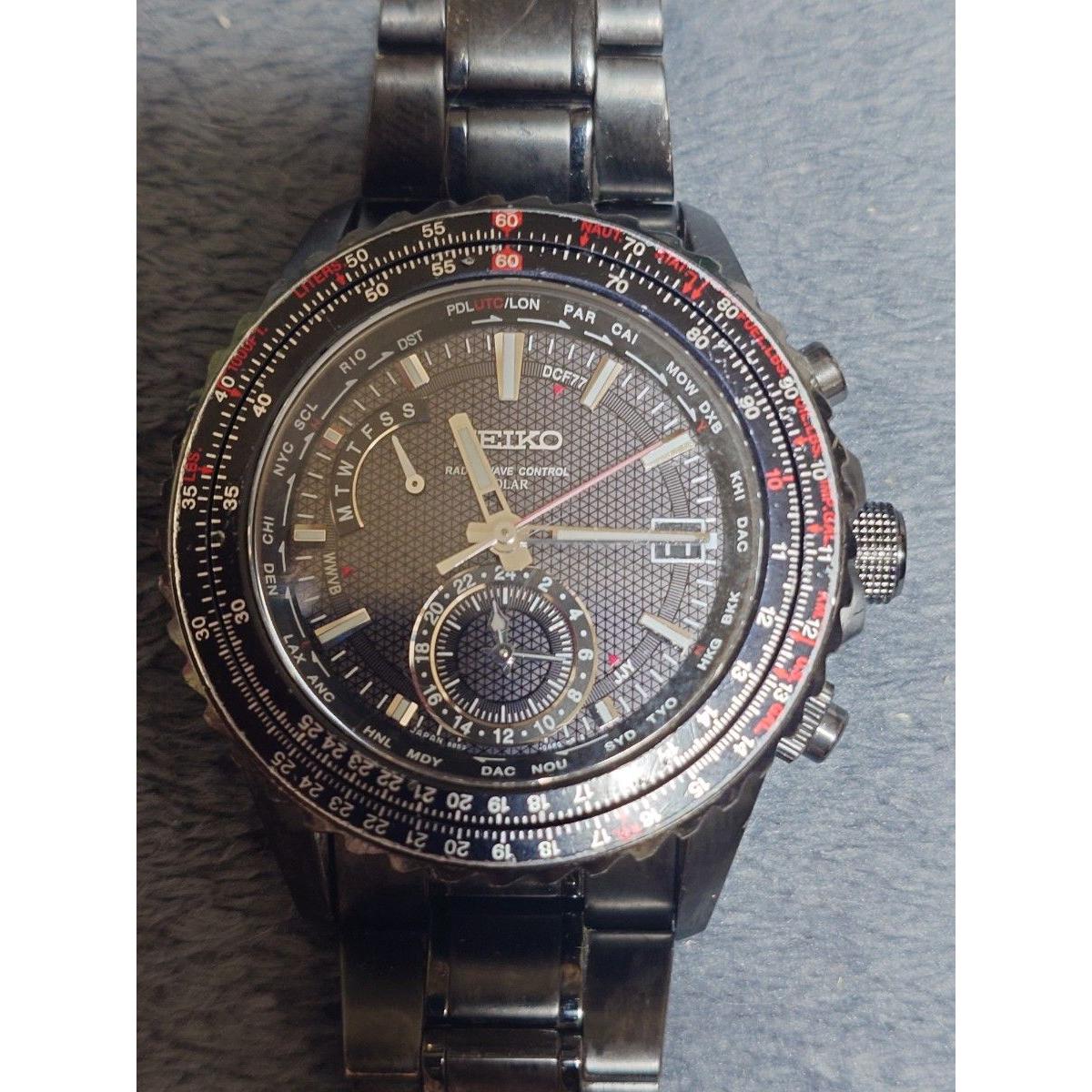 Used SEIKO Brights Sky Professional Radio Solar Chronograph Black