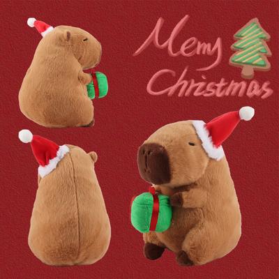 Non-Toxic Kapibala Capybara Plush Toy Christmas Capibala Holding Gift Cute Exquisite Animal Stuffed Toy Christmas Tree House Xmas Decor