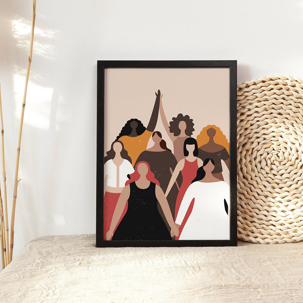 Boho feministisches Poster, ermächtigte Frauen, Leinwandgemälde, nordischer Mädchen-Power-Druck, Kinderzimmer-Wandkunst, Bild für Wohnzimmer, Heimdekoration