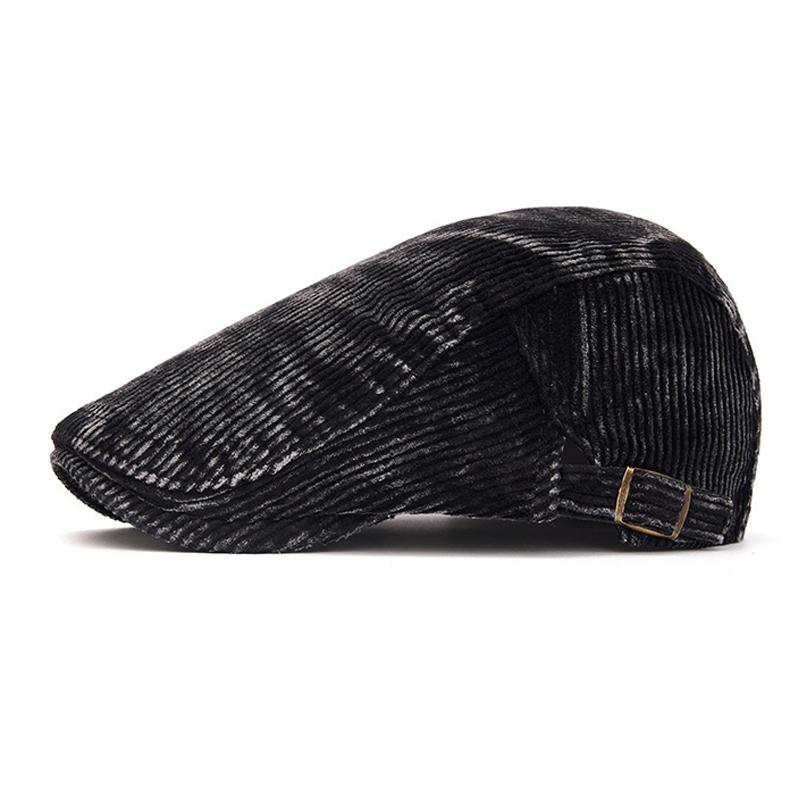 Autumn Winter Forward Cap Men's Corduroy Peaked Cap Women's Retro Beret British Newsboy Cap