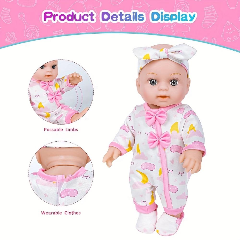 Realistic Girl Baby Doll with Accessories & Clothes Blanket Carrier Bassinet Bed Pacifier Newborn Nursery Toys Gift for Toddlers