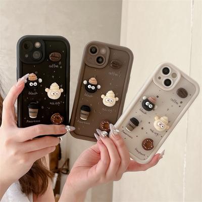 Cute Fun 3D Ball Coffee Silicone Phone Case For iPhone 11 13 12 14 15 16 Pro Max 12 13 14 15 16 Pro Korean Cartoon Shockproof Cover