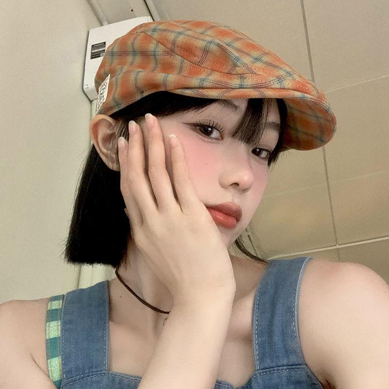 

Японская ретро-шляпа в клетку для женщин, весна-лето, берет в британском стиле one size