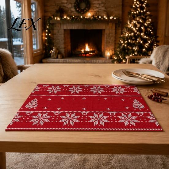 Table Mats for Hot Dishes 12.6" X 17.7" Christmas Placemats, Washable Place Kitchen Festive Decor Gifts Dining Table, Heat Resistant Holiday