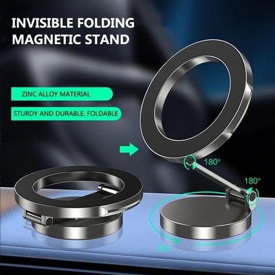 Magnetic Phone Holder Stand for Car with 1080° Rotation, Foldable Dashboard Mount Compatible with All Smartphones Up To 7 Inches