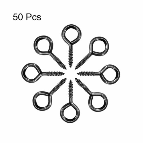 uxcell Screw Eye Hooks, Self-Tapping Screws, Screw-In Hanger Eye-Shaped Hooks, Black, 2.7mm x 22mm, 50 Pieces