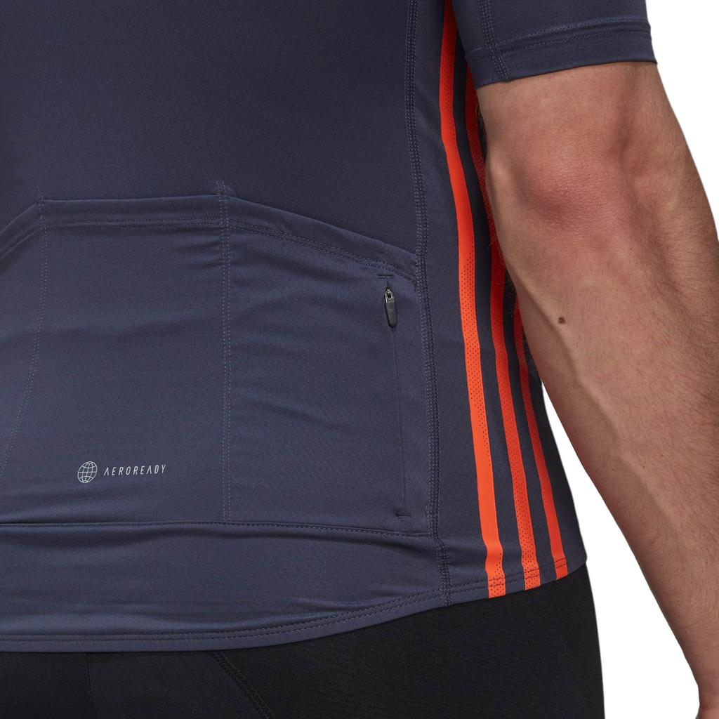 adidas Jednobarevné Pruhované Logo Potisk Sportovní Tričko Pánské Vrcholy Tmavě Modrá HM6427