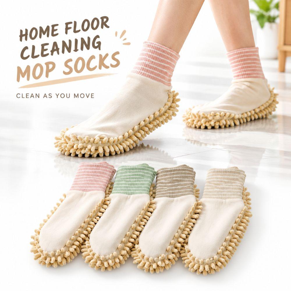 Chenille Sole Washable Sock Mop Absorbent Dusting Socks New Lazy Floor Cleaning Tools Indoor Use