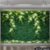 Artificial Green Leaf Wall Cascading White Blossom Photo Background