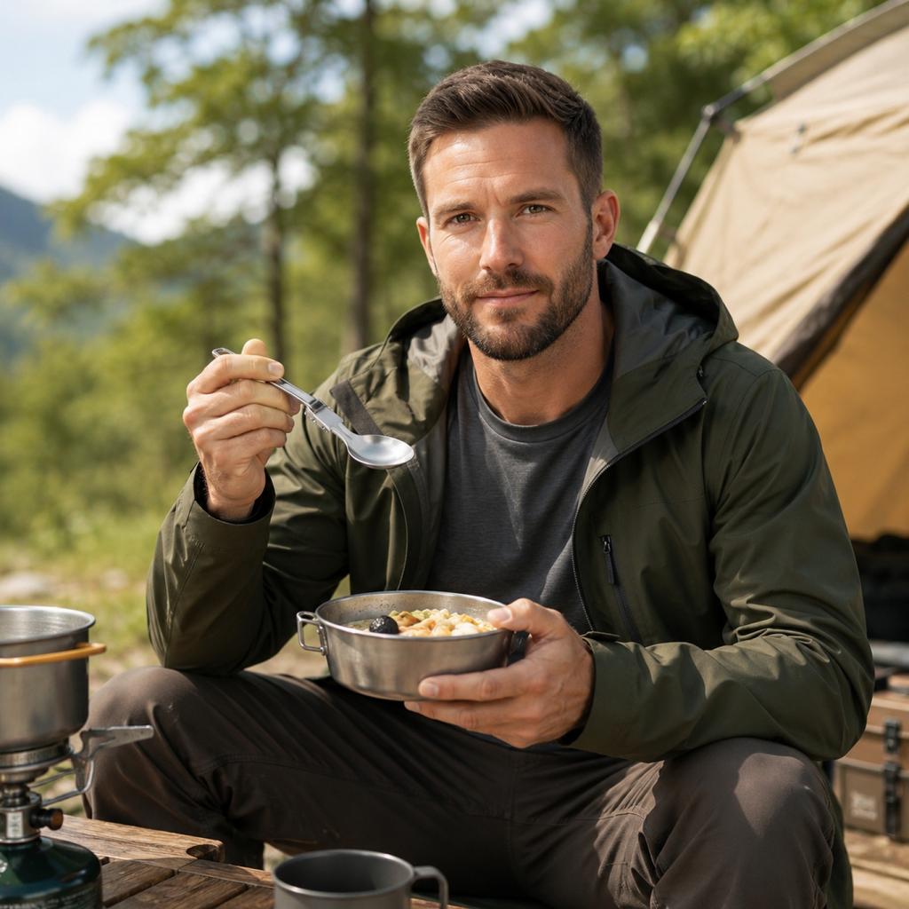 Acciaio Inossidabile 304 Pieghevole da Campeggio all'Aperto Mestolo per Zuppa Portatile Leggero Utensile da Cucina per Escursionismo Zaino in Zaino Viaggio