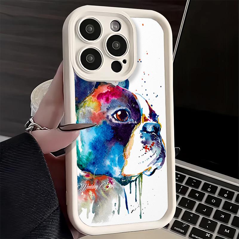 Phone Case for iPhone 17 Air 16E 15 16 Pro Max French Bulldog Dog Pug Design Cover 14 Plus 13 12 Mini Soft Shell Silicone Fundas