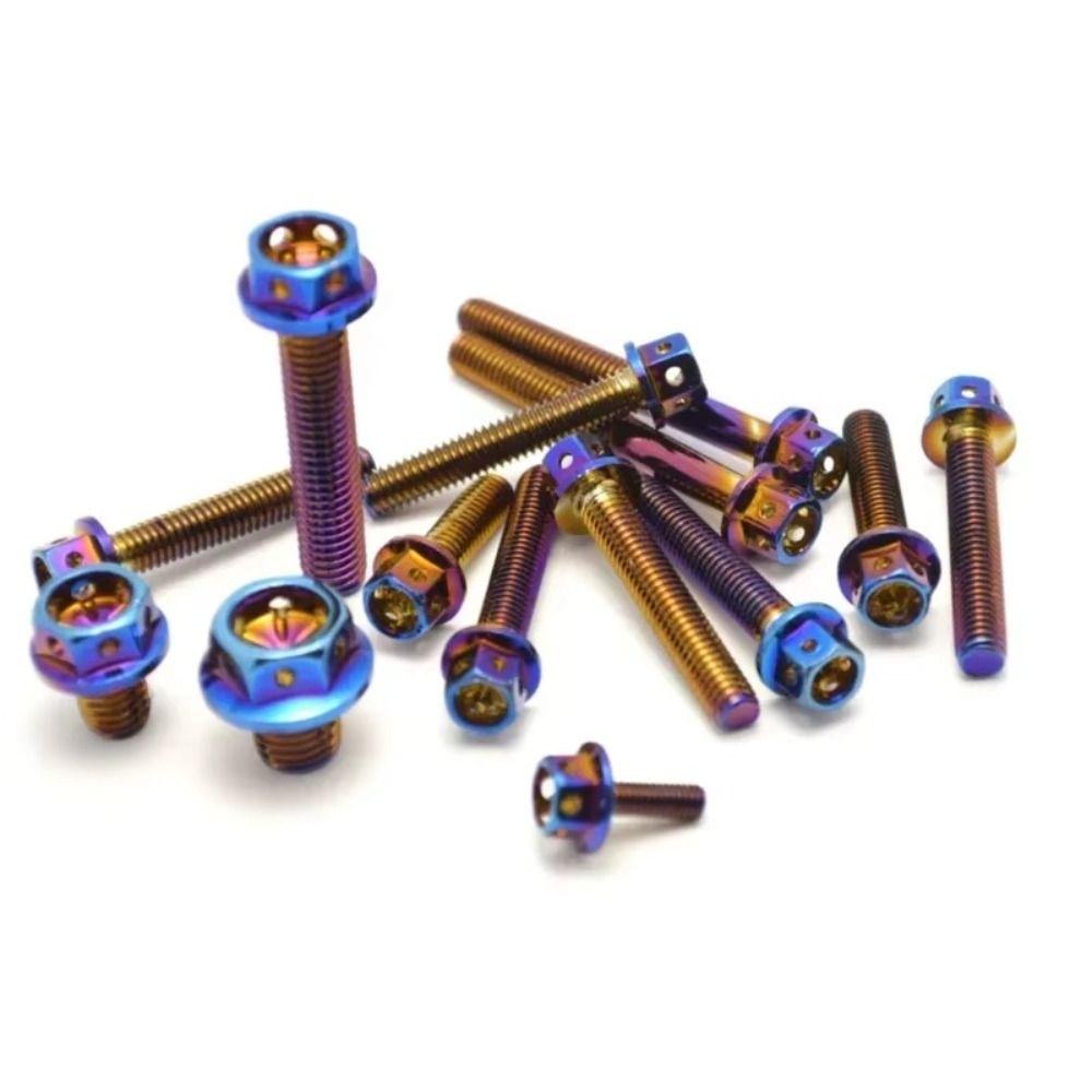 10/15/20/25/30/35/40/45/50/60 Titanium Flange With Drilled Holes Hex Head Bolts Motorcycle