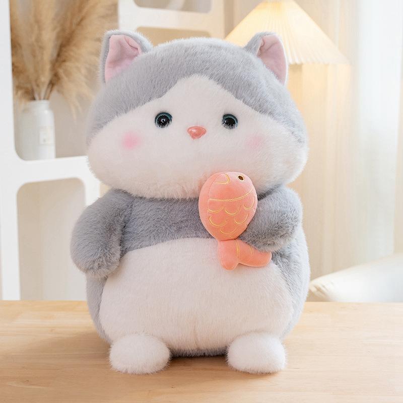 Toy Plush Cat Fish Hugging Doll Stuffed Animal Cartoon Kitty Home Gift Decor